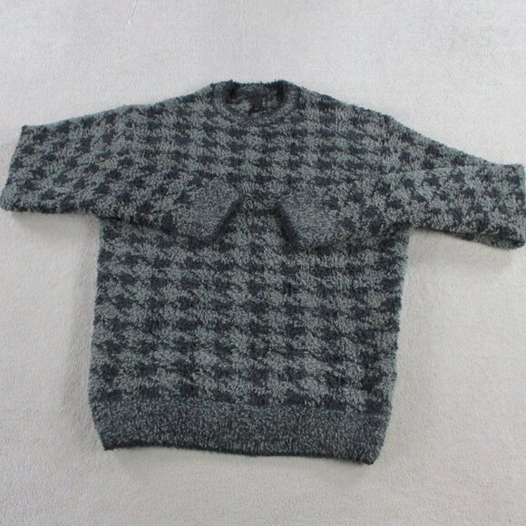 SKIMS Cozy Houndstooth Sweater Unisex Small Onyx Soft Fuzzy Lounge Comfort NWOT - Picture 2 of 9